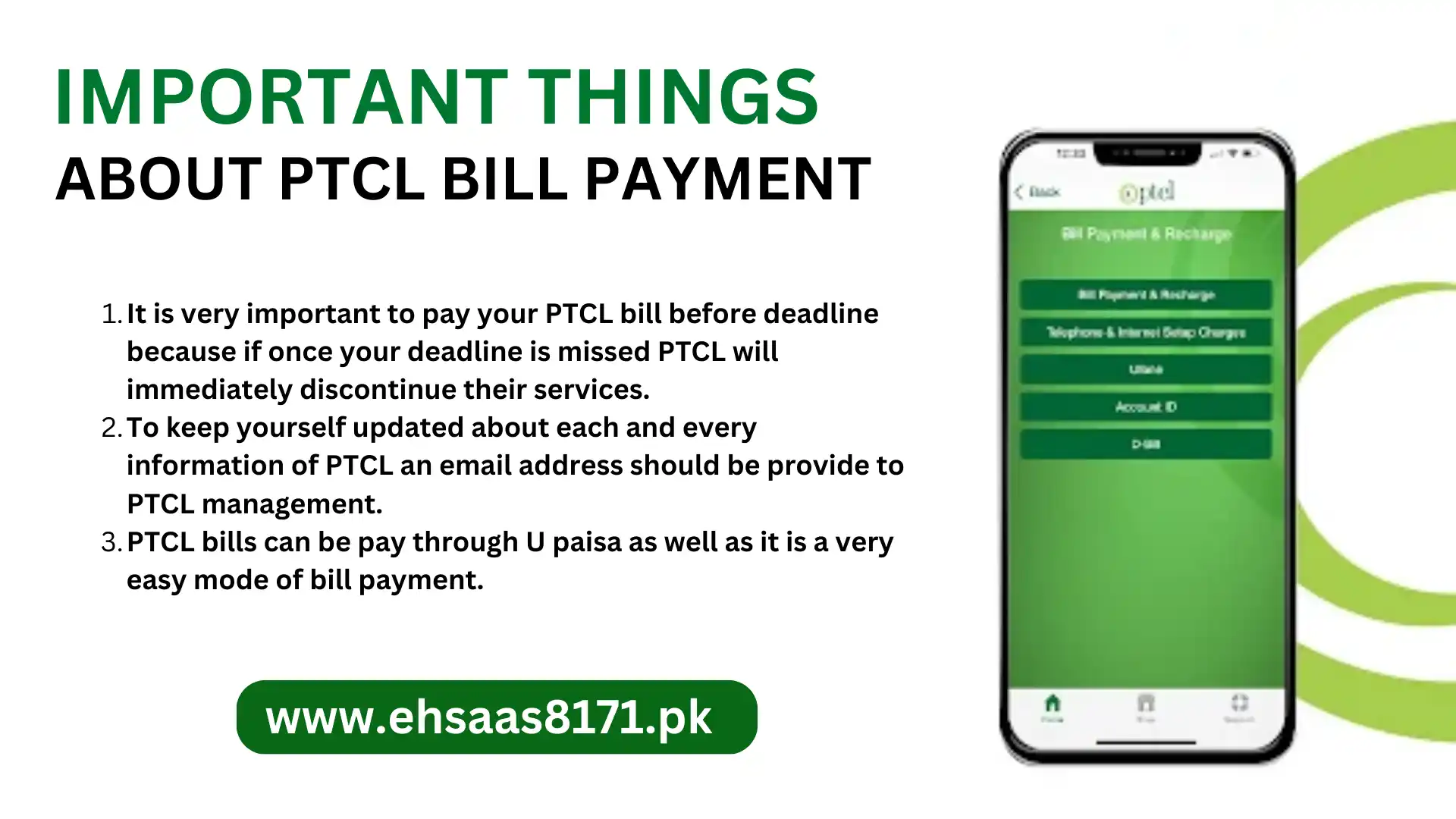 Important things about PTCL bill Payment