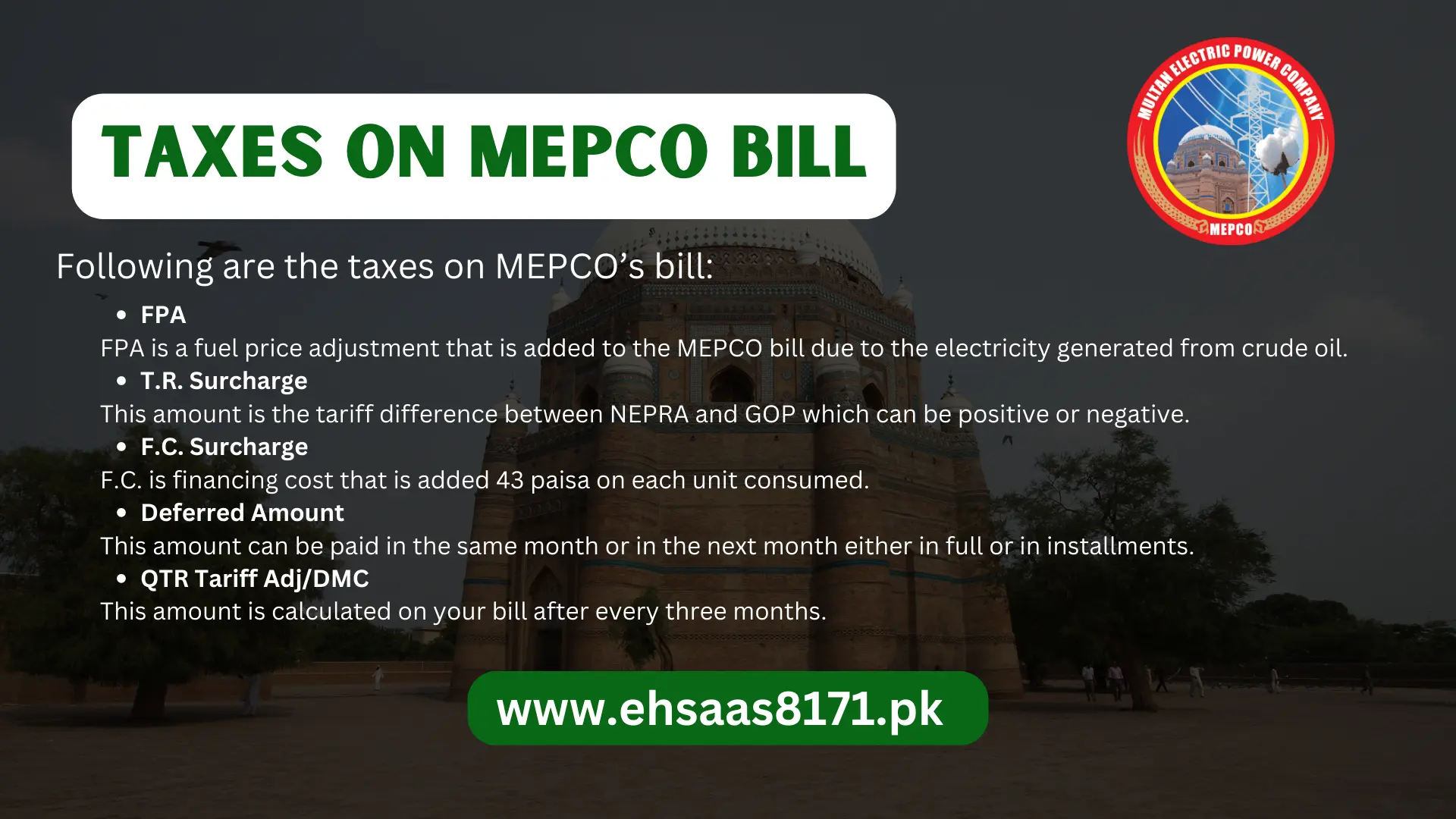 Taxes On MEPCO Bill