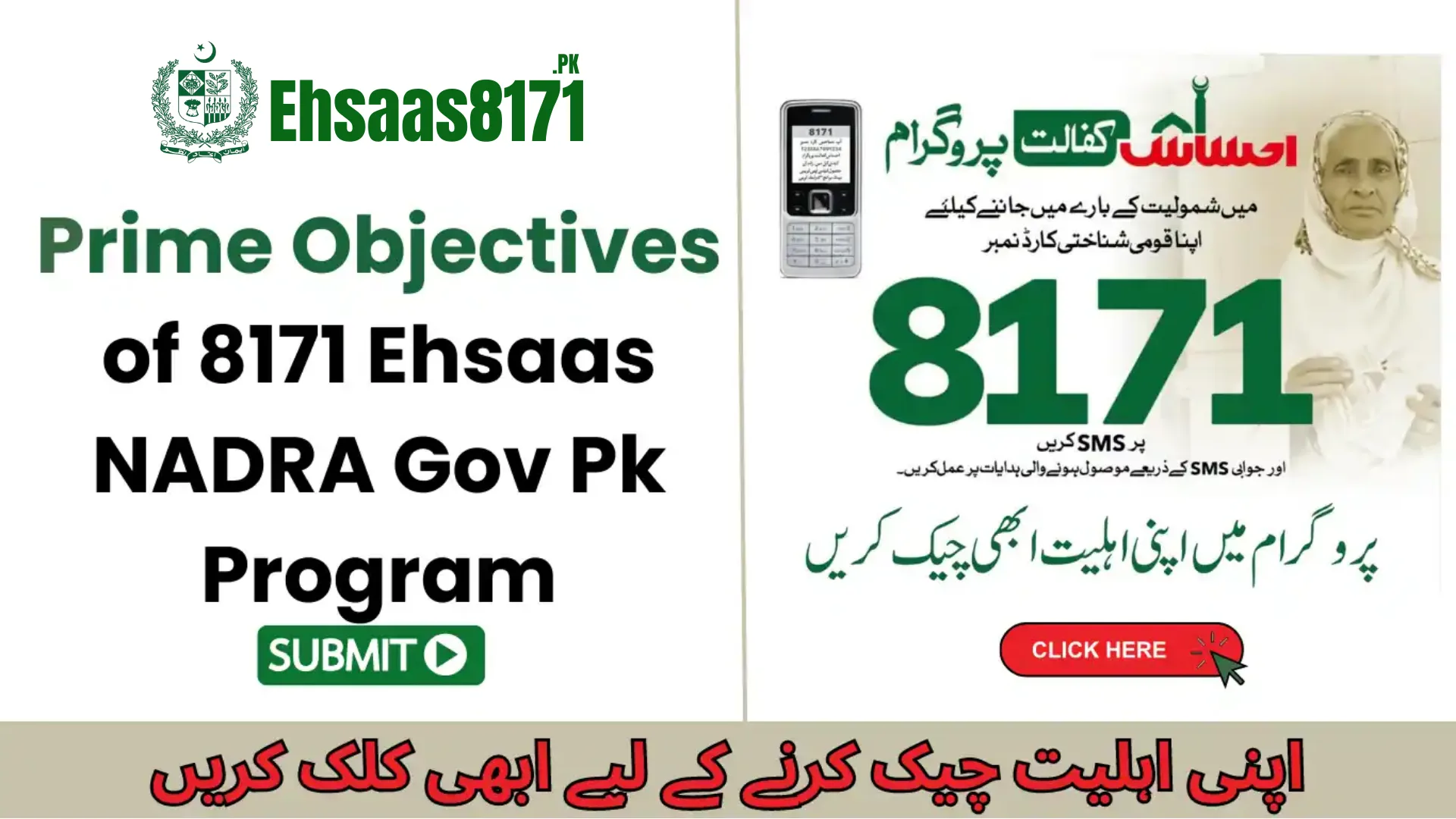 Objectives of the 8171 Ehsaas NADRA Gov Pk Program